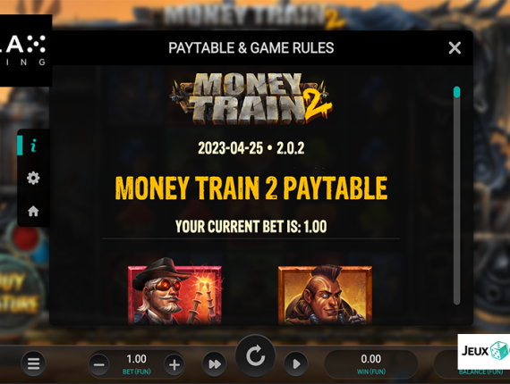 machine à sous Money Train 2 écran 4